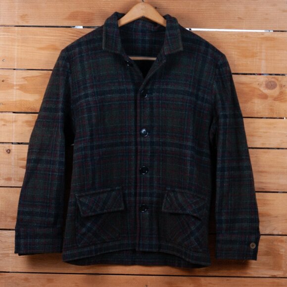 Vintage Jackets & Blazers - Vintage Green & Gray Plaid Wool Jacket - Women's Large